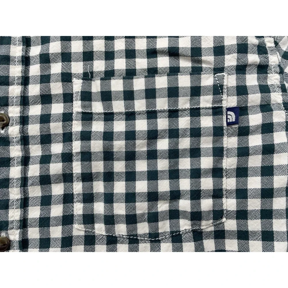 The North Face Shirt Mens Large Green Plaid Flannel Lined Button Up Long Sleeves